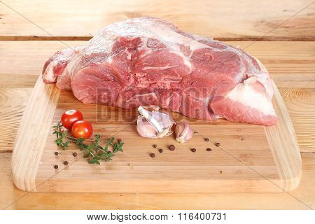 Raw meat Pork Shoulder front leg, on the bone
