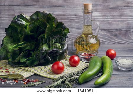 On A Light Wooden Background Ingredients