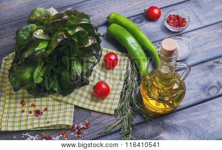 On A Light Wooden Background Ingredients