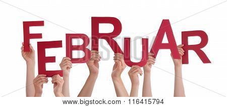 People Holding German Word Februar Means February