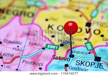 Tetovo pinned on a map of Macedonia