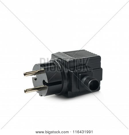 Black plastic adapter isolated