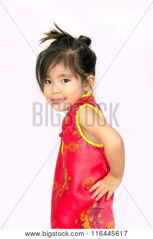 Asian Girl Chinese Suite In Red