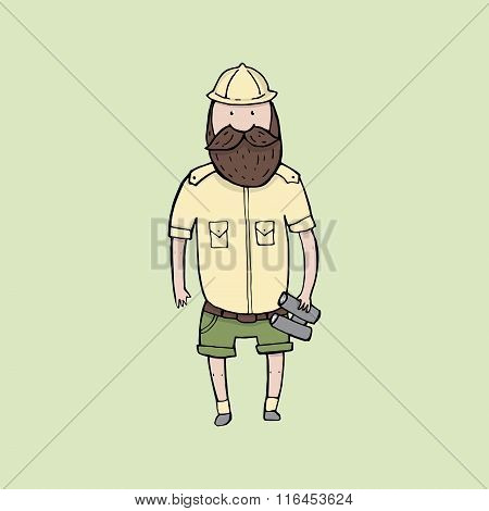 Exploring Bearded Man With Binoculars