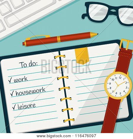 Time Management Banner. Vector Concept Background.