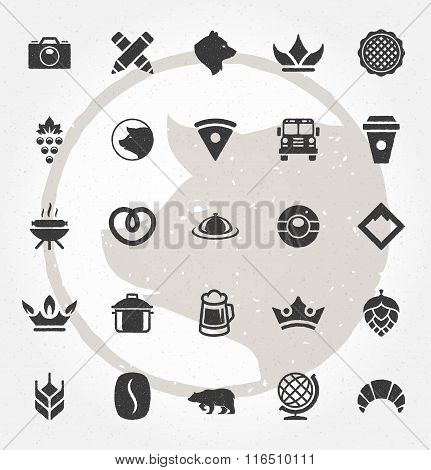Retro Hand Drawn Logos Design Elements. Logos Icons, Logos Symbols