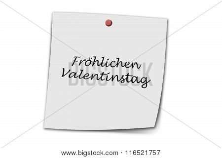 Fröhlicher Valentinstag Written On A Memo
