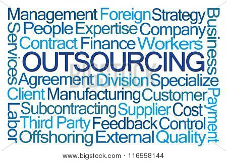 Outsourcing Word Cloud on White Background