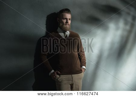 Handsome Relaxed Man With A Thoughtful Expression