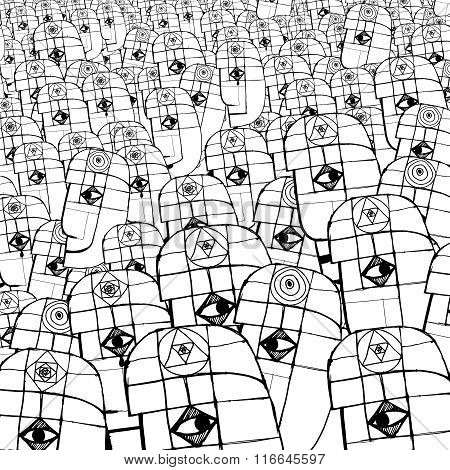 drawing a crowd of people, with different ideas