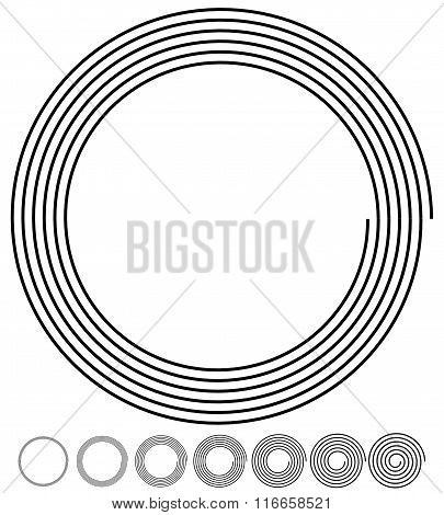 Archimedean, Arithmetic Abstract Spiral Set On White