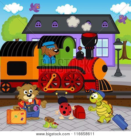 animals at railway station