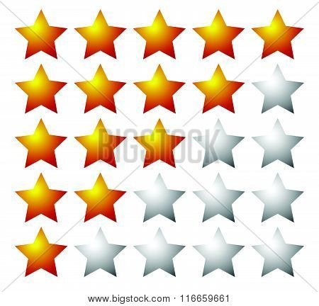 Set Of 5 Star Rating Elements Starting From 1 Star