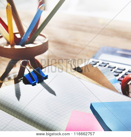 Adhesive Note Cluttered Objects Office Working Station Concept