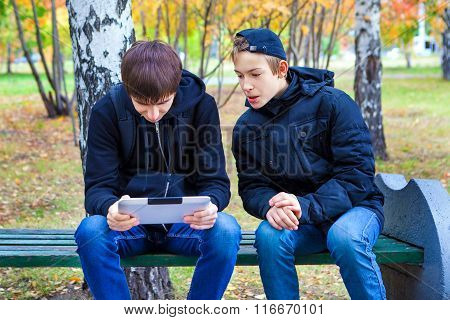 Boys With Tablet Outdoor