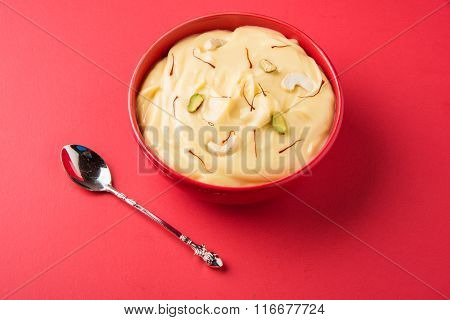indian dessert or indian sweet Shrikhand, made up of strained yogurt or chakka, popular in maharasht