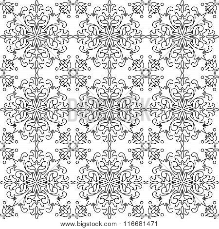 Black and white vector seamless tile pattern background.