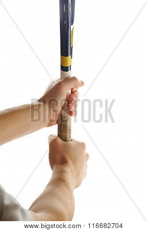 Holding Tennis Racket
