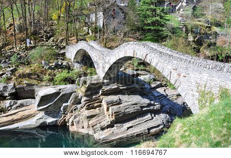 Ponte dei salti bridge in Lavertezzo, Switzerland