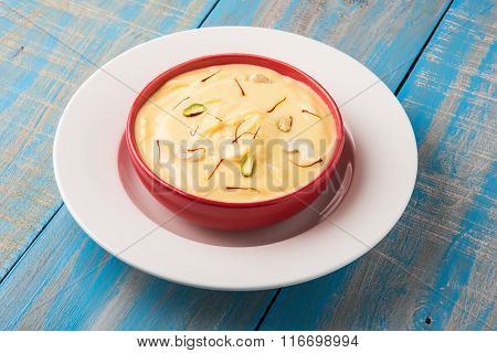 indian dessert or indian sweet Shrikhand, made up of strained yogurt or chakka, popular in maharasht