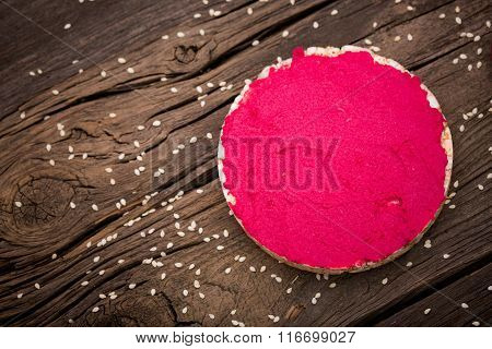 Natural diy homemade pink hummus