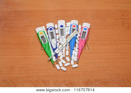 Five Electronic Thermometers