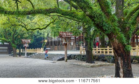 NAGOYA JAPAN - NOVEMBER 18 2015: Atsuta Shrine is one of Shinto's most important shrines. It enshrines the Sun Goddess Amaterasu and stores the sacred sword Kusanagi