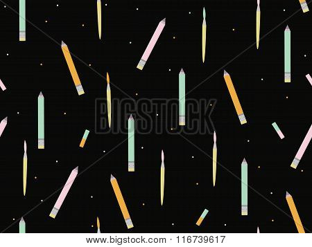 Vector back to school theme background: brushes and pencils.