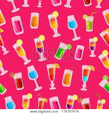 Colorful cocktail drink seamless pattern template concept. Icons design for your product or design,