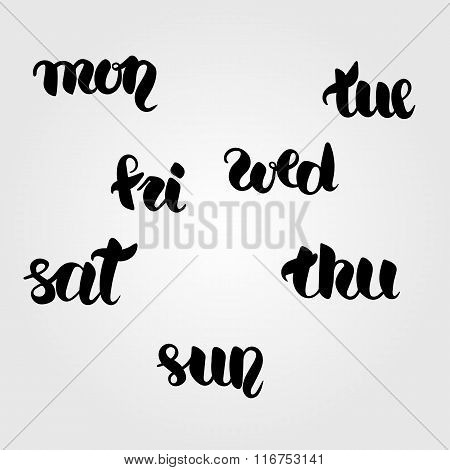 Monday, Tuesday, Wednesday, Thursday, Friday, Saturday And Sunday Short Lettering