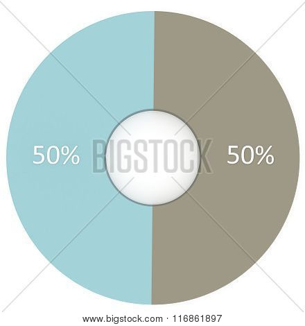 50 Percent Blue And Grey Circle Diagram Isolated