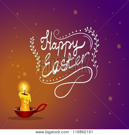 Happy Easter Card With Burning Candle