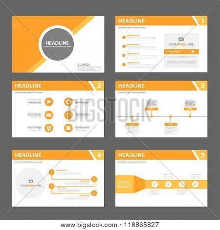 Orange presentation templates Infographic elements flat design set