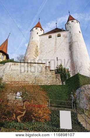 View Of Thun Castle At Stone Steps In Switzerland