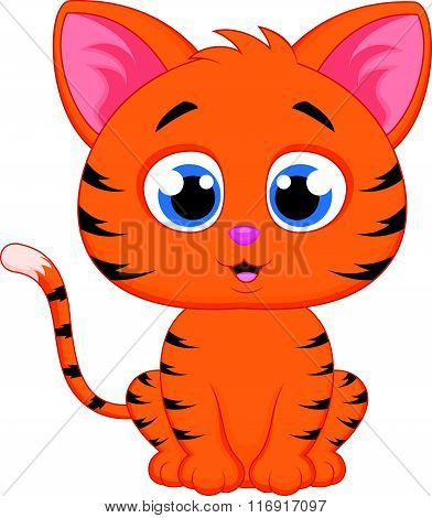 vector illustration of Cute cat cartoon isolated on white