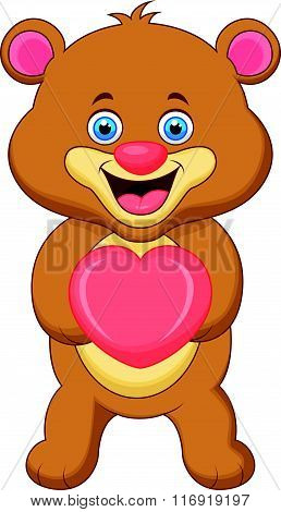 vector illustration of Bear cartoon with heart