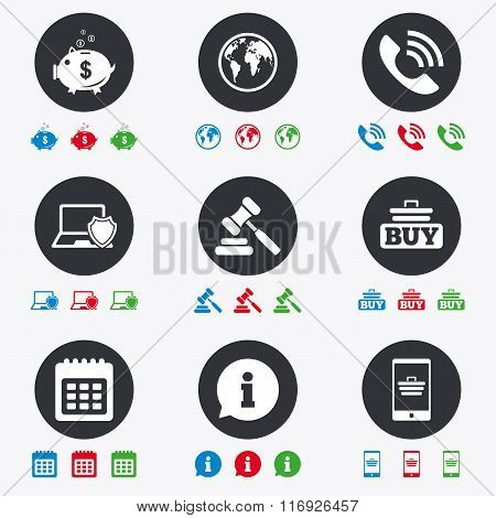 Online shopping, e-commerce and business icons.