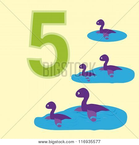 The Number 5. Five Dinosaurs (plesiosaurs).