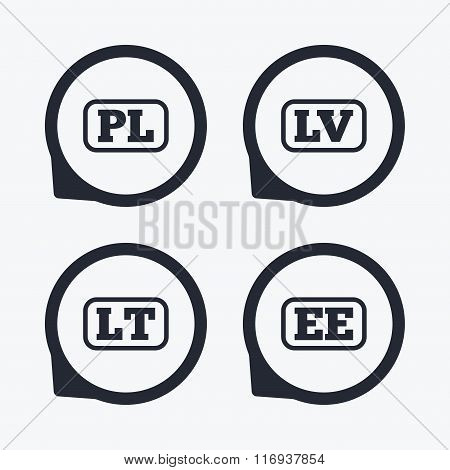 Language icons. PL, LV, LT and EE translation.