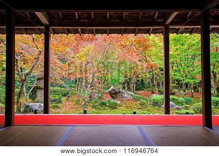 Autumn Colorful Japanese Garden At Enkoji Temple