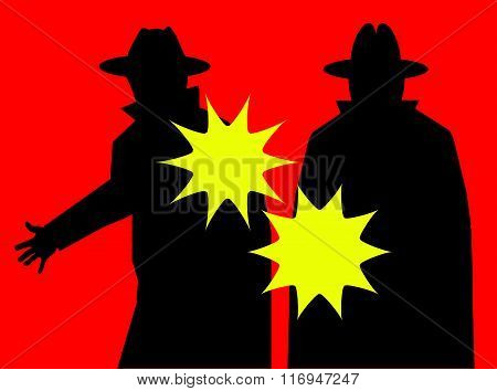 Mobsters firing guns (Vector)