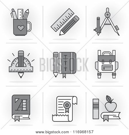 Creative Flat line ikon set