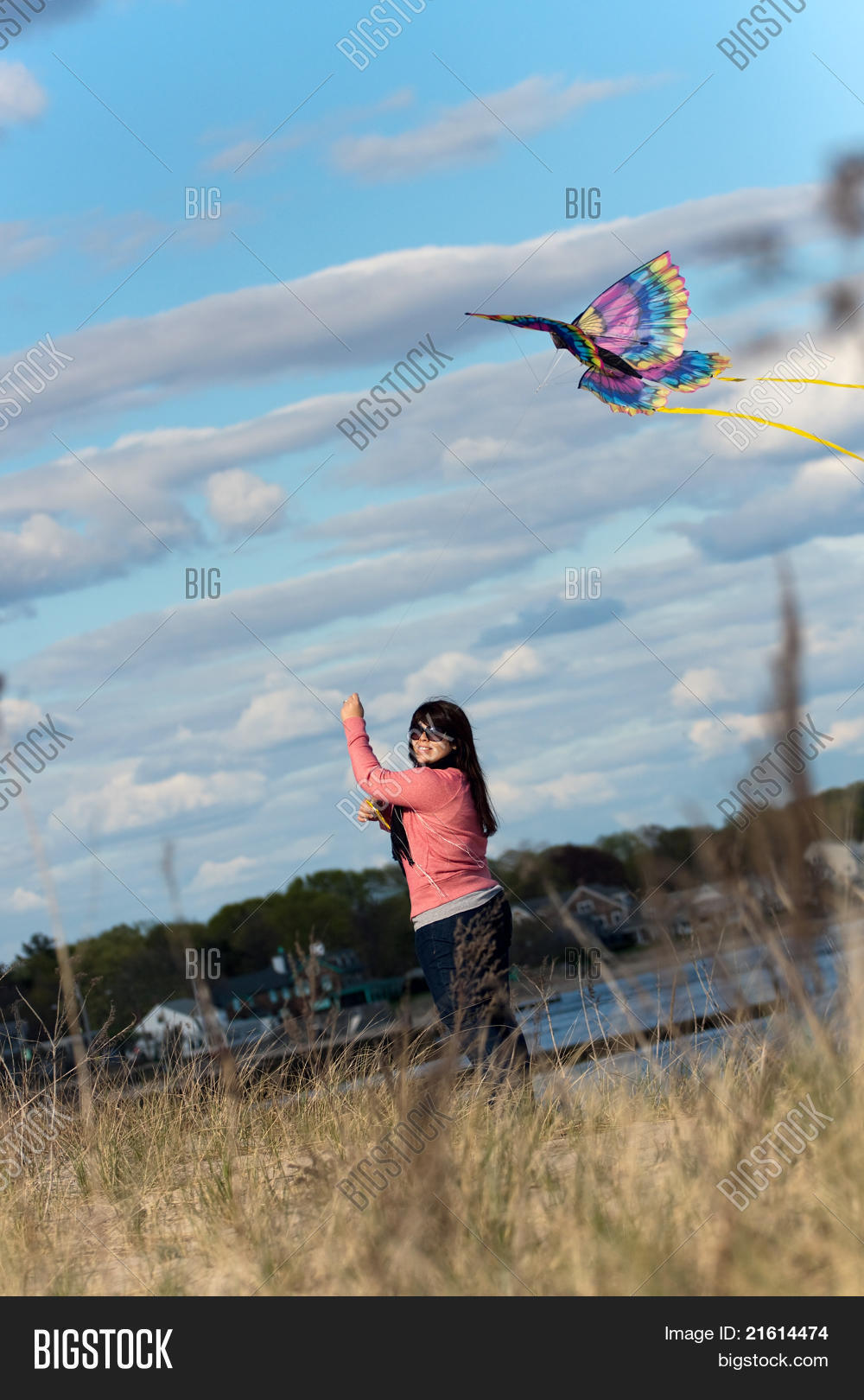 Woman Flying Kite Image & Photo (Free Trial) Bigstock
