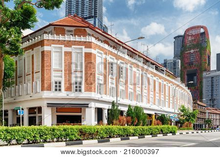 Scenic Colonial Building On Tanjong Pagar Road In Singapore