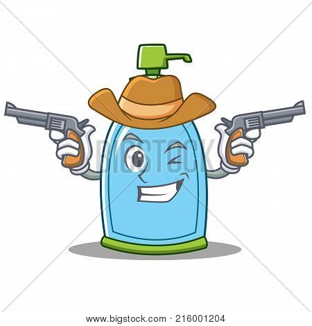 Cowboy liquid soap character cartoon vector illustration