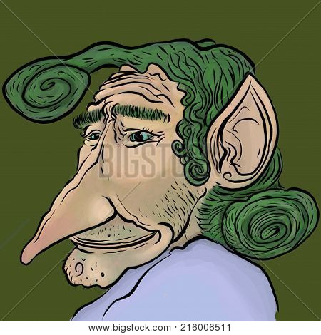 Gnome man elf looking fantasy portrait artwork