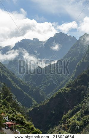 Pico do Arieiro seen from Balcoes Viewpoint Ribeiro Firo Madeira Portugal