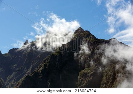Pico do Arieiro seen from Balcoes Viewpoint Ribeiro Firo Madeira Portugal