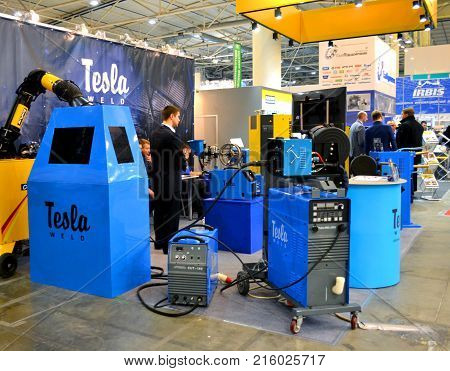 Kiev, Ukraine - November 23, 2017:-Industrial machinery, production aggregation and equipment, mechanical automaton facilities, machine tools and lathes. Industrial technologies, production processes.