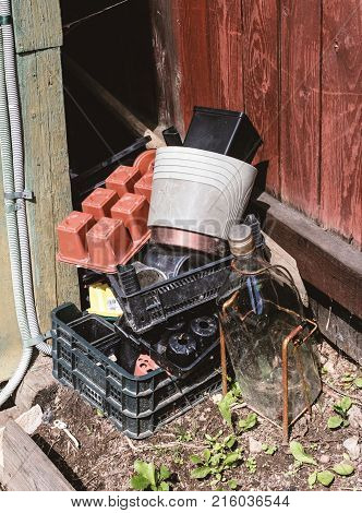 Junk in home garden like symbol of past